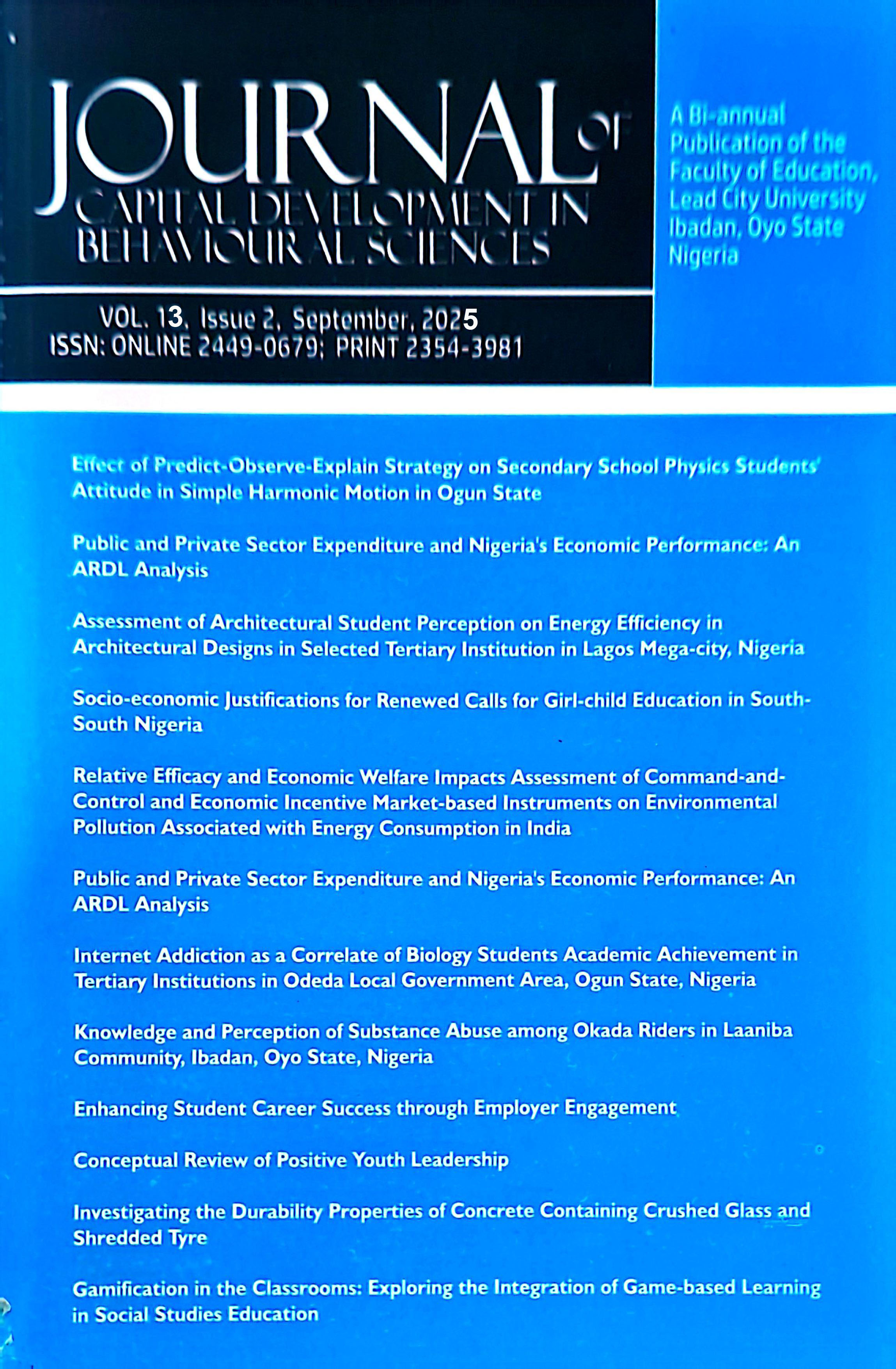 					View Vol. 13 No. 2 (2025): Journal of Capital Development in Behavioural Sciences 
				